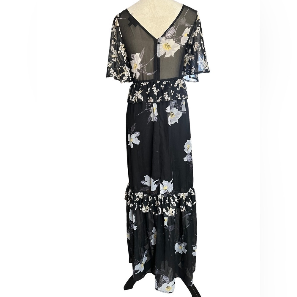 A. Calin flying tomato black floral ruffle lace up maxi dress - Picture 8 of 10